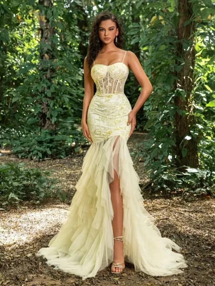 Women's Elegant Formal Party dress - Beige/ Spencer - Bodycon Evening Gown