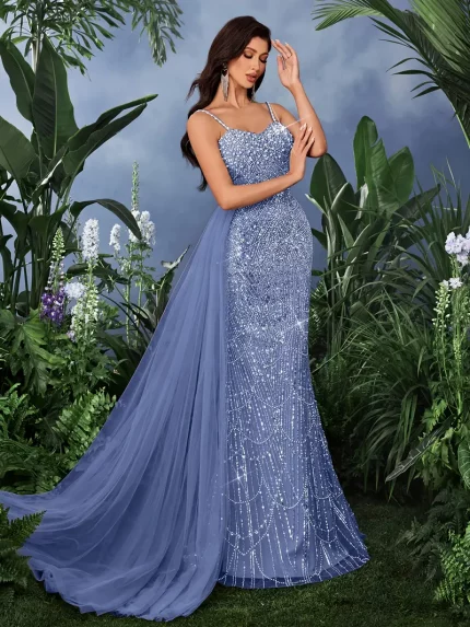QOQ Elegant Women'S Rhinestone-Embellished Halter Spaghetti Strap