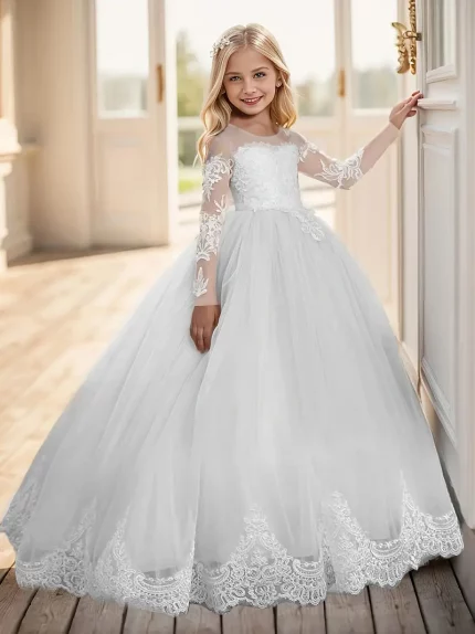 Girl Lace Dress Party Performance Dinner Communion Dress