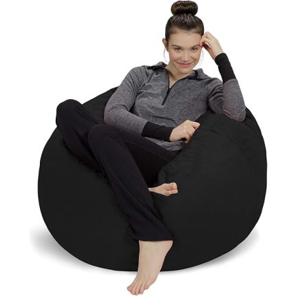 Sofa Sack Bean Bag Chair - Plush, Ultra Soft - Memory Foam Bean Bag Chair with Microsuede Cover - Stuffed Foam Filled Furniture and Accessories for Dorm Room 3 Feet - Black
